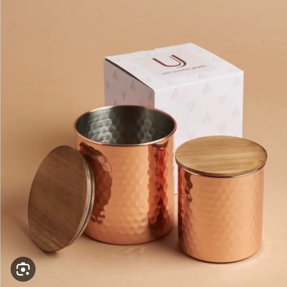 Uncommon James hammered canister set in copper